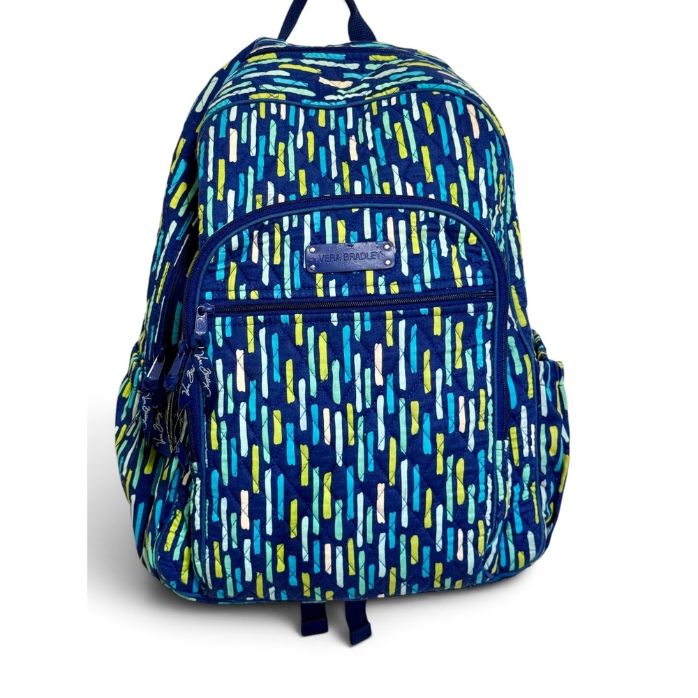 Vera Bradley Katalina Showers Quilted Cotton Backpack Abstract Print Bookbag